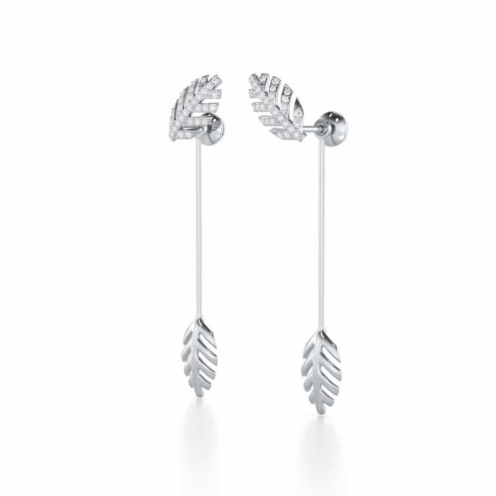Regal Resplendence Silver Drop Earrings - White Gold - Image 3