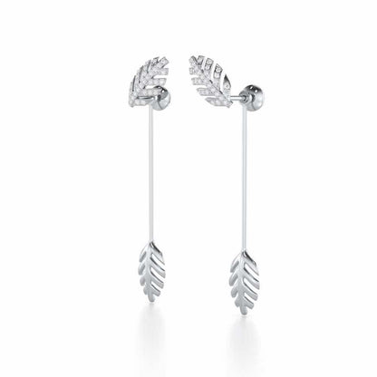 Regal Resplendence Silver Drop Earrings - White Gold - Image 3