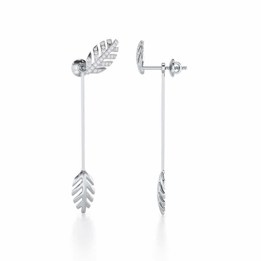 Regal Resplendence Silver Drop Earrings - White Gold - Image 4