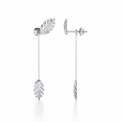 Regal Resplendence Silver Drop Earrings - White Gold - Image 4