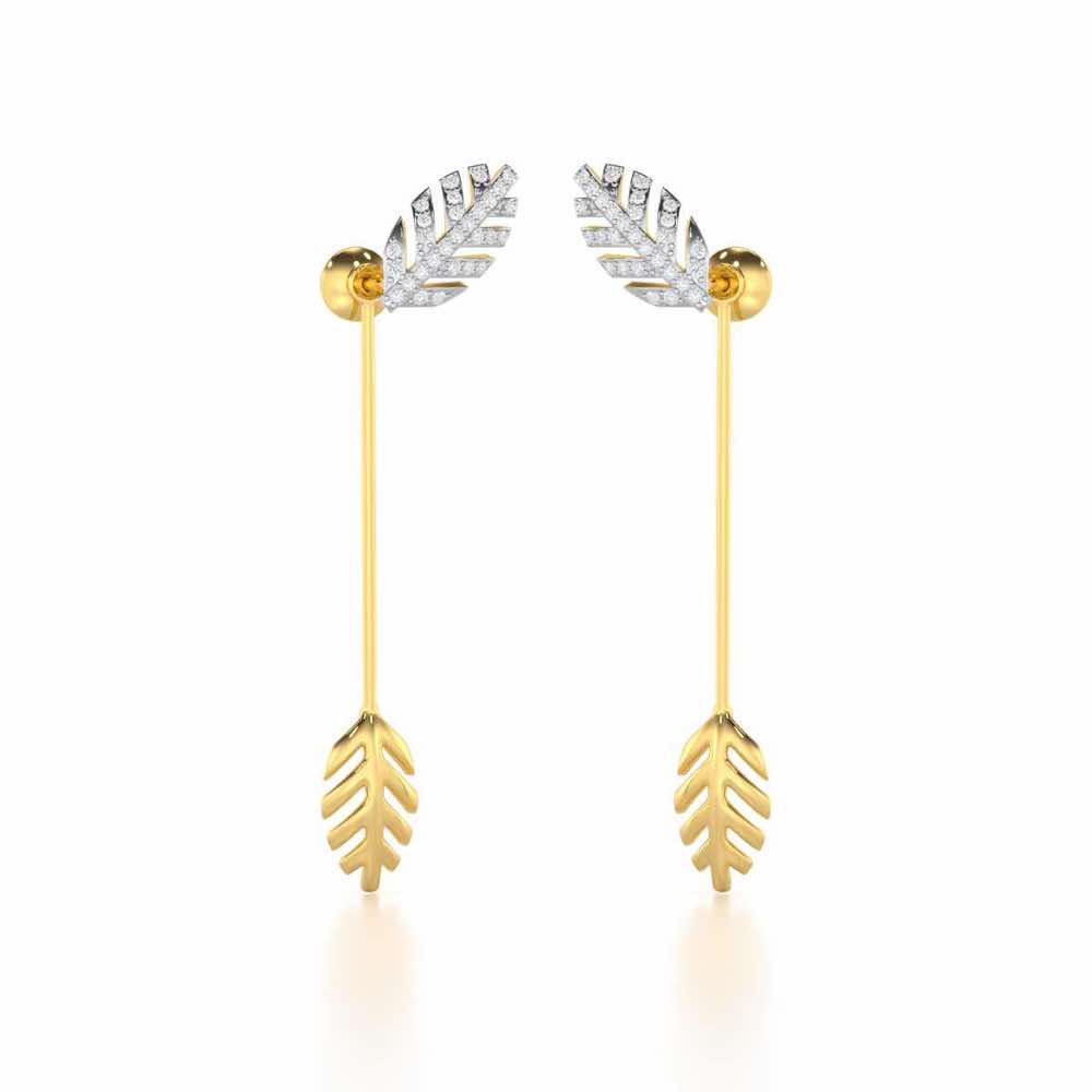 Regal Resplendence Silver Drop Earrings - Yellow Gold - Image 1