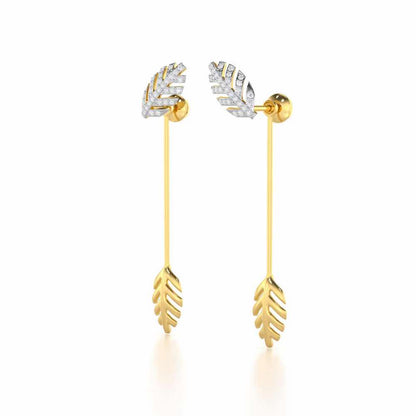 Regal Resplendence Silver Drop Earrings - Yellow Gold - Image 3
