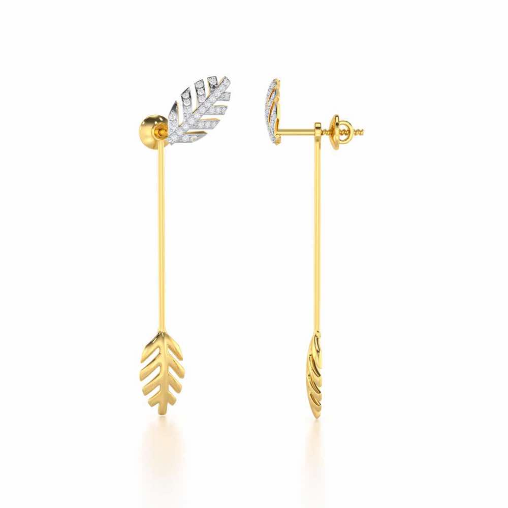 Regal Resplendence Silver Drop Earrings - Yellow Gold - Image 4