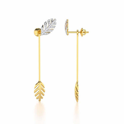 Regal Resplendence Silver Drop Earrings - Yellow Gold - Image 4