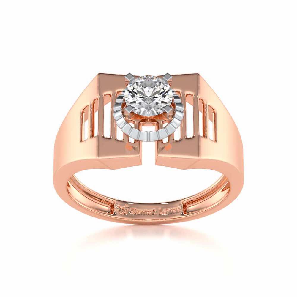 Regal Spark Solitaire Ring For Men - Rose Gold - Image 2