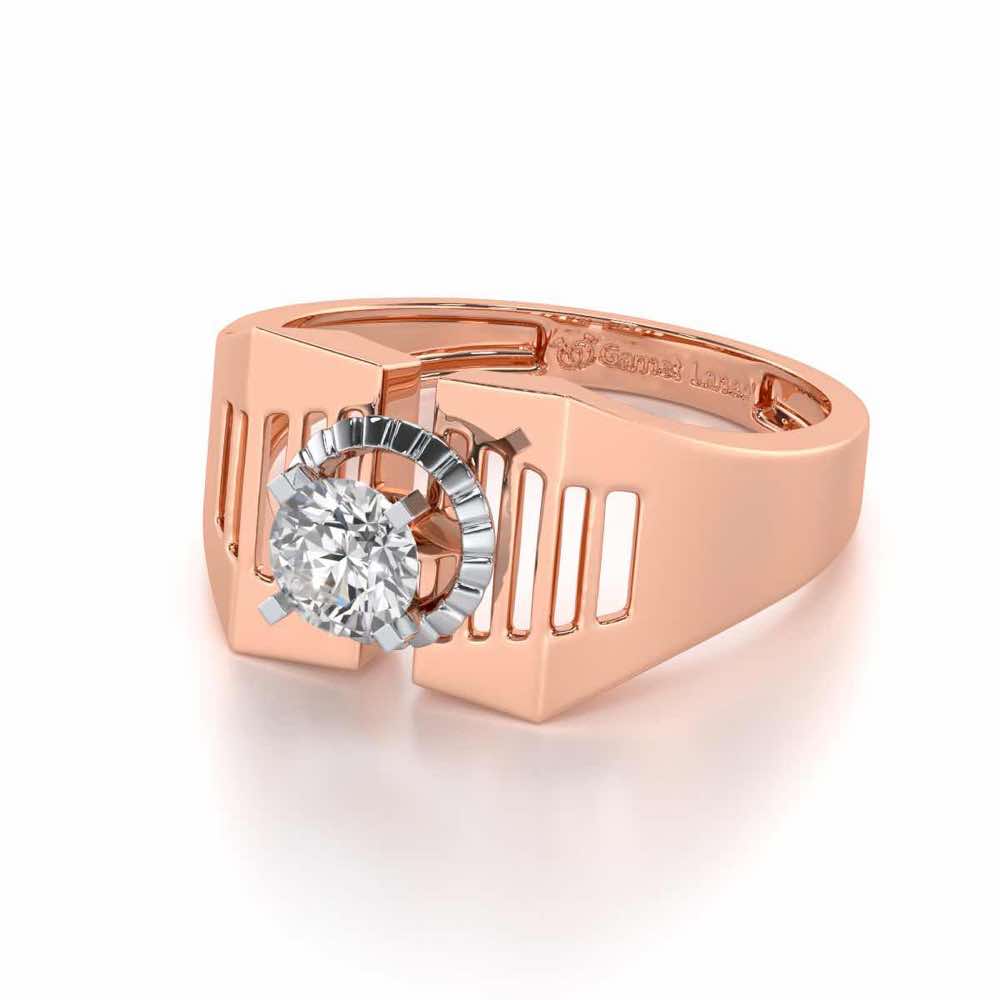 Regal Spark Solitaire Ring For Men - Rose Gold - Image 3
