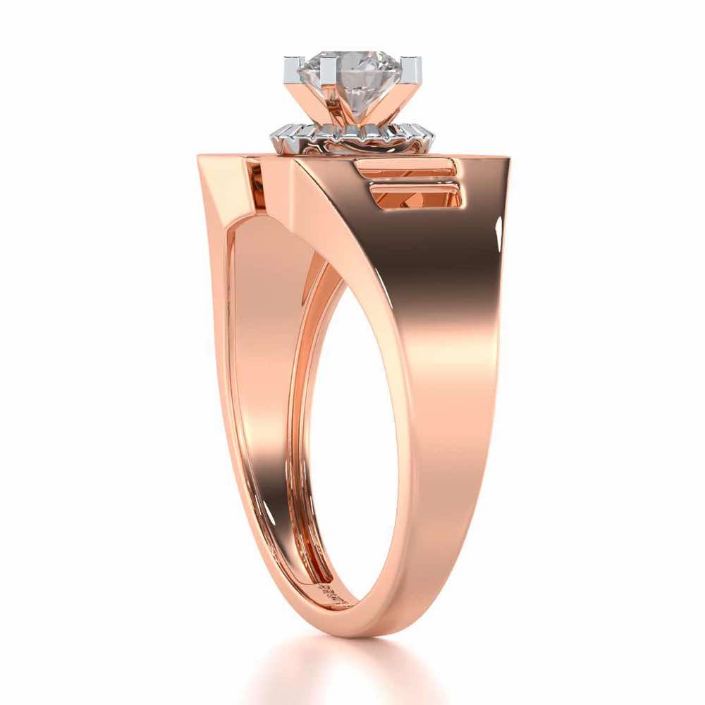 Regal Spark Solitaire Ring For Men - Rose Gold - Image 4