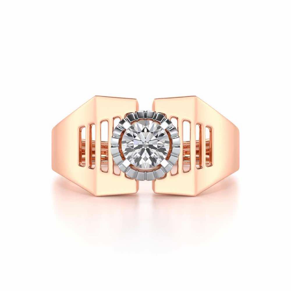Regal Spark Solitaire Ring For Men - Rose Gold - Image 5