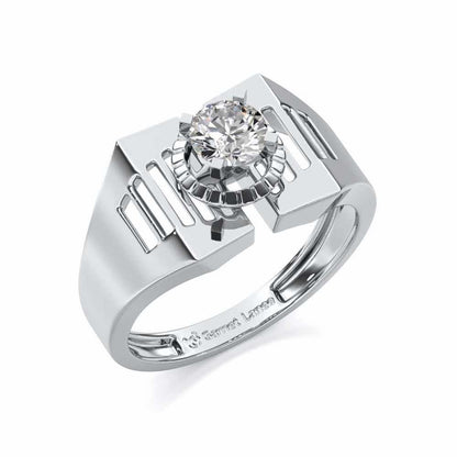 Regal Spark Solitaire Ring For Men - White Gold - Image 1