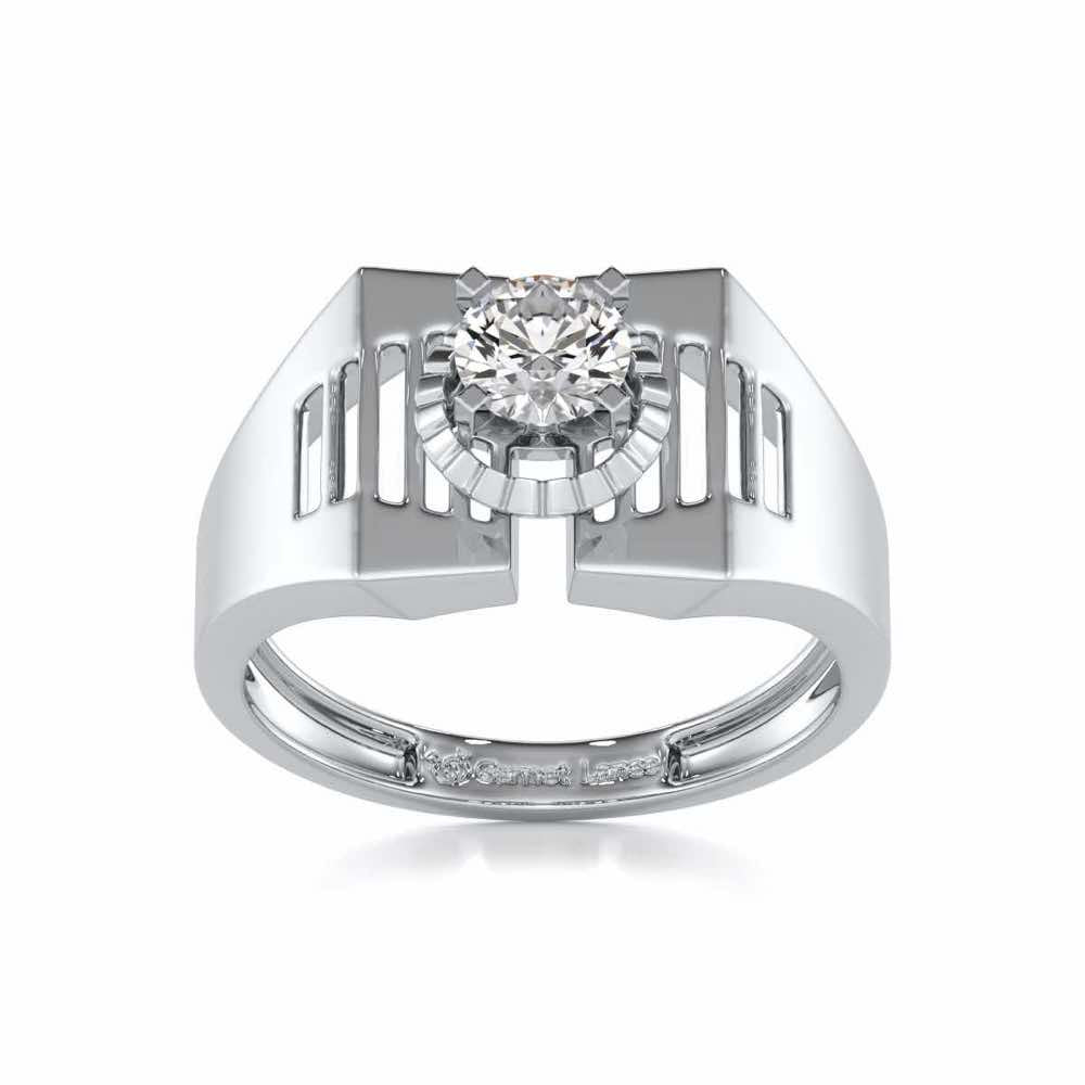 Regal Spark Solitaire Ring For Men - White Gold - Image 2