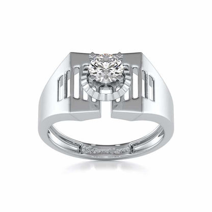 Regal Spark Solitaire Ring For Men - White Gold - Image 2