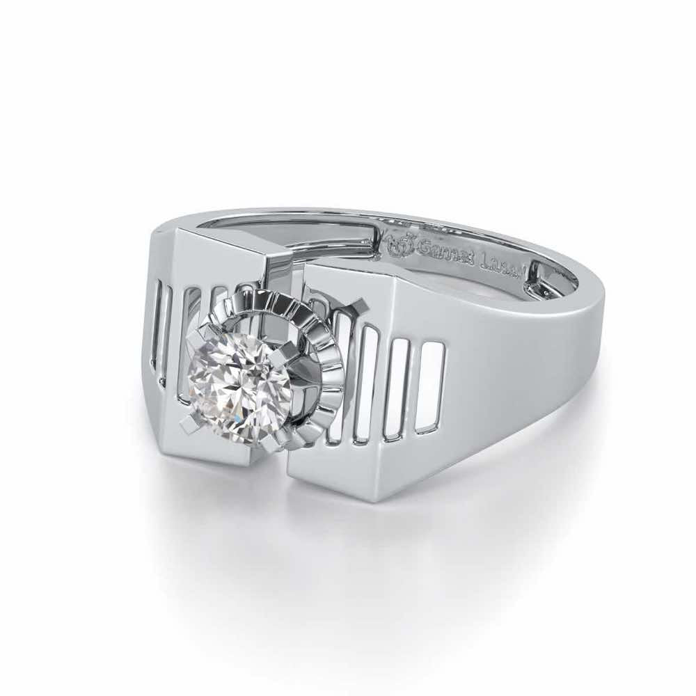 Regal Spark Solitaire Ring For Men - White Gold - Image 3
