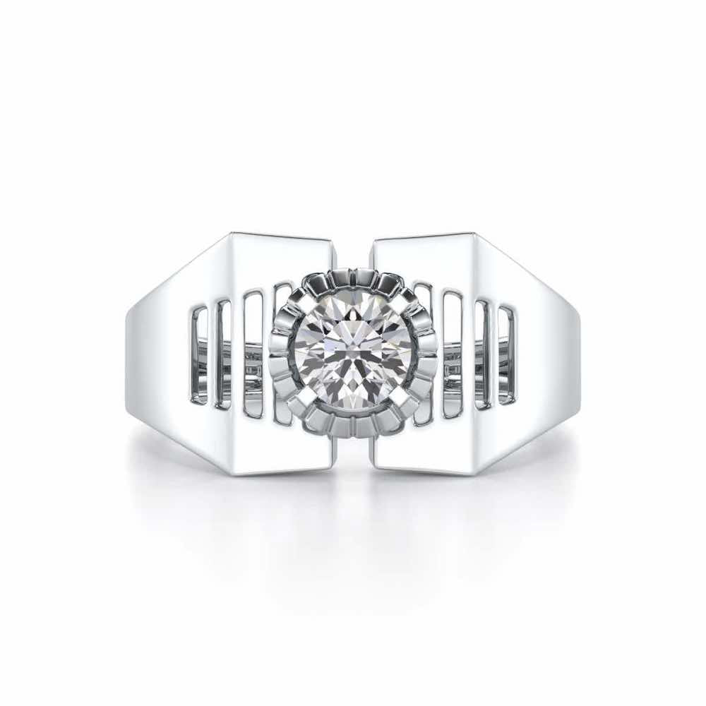 Regal Spark Solitaire Ring For Men - White Gold - Image 5