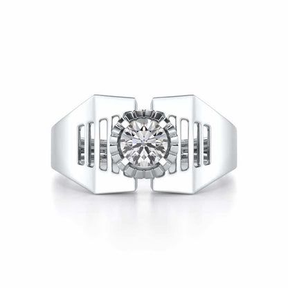 Regal Spark Solitaire Ring For Men - White Gold - Image 5