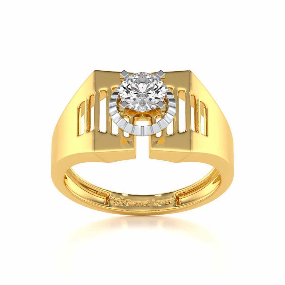 Regal Spark Solitaire Ring For Men - Yellow Gold - Image 2