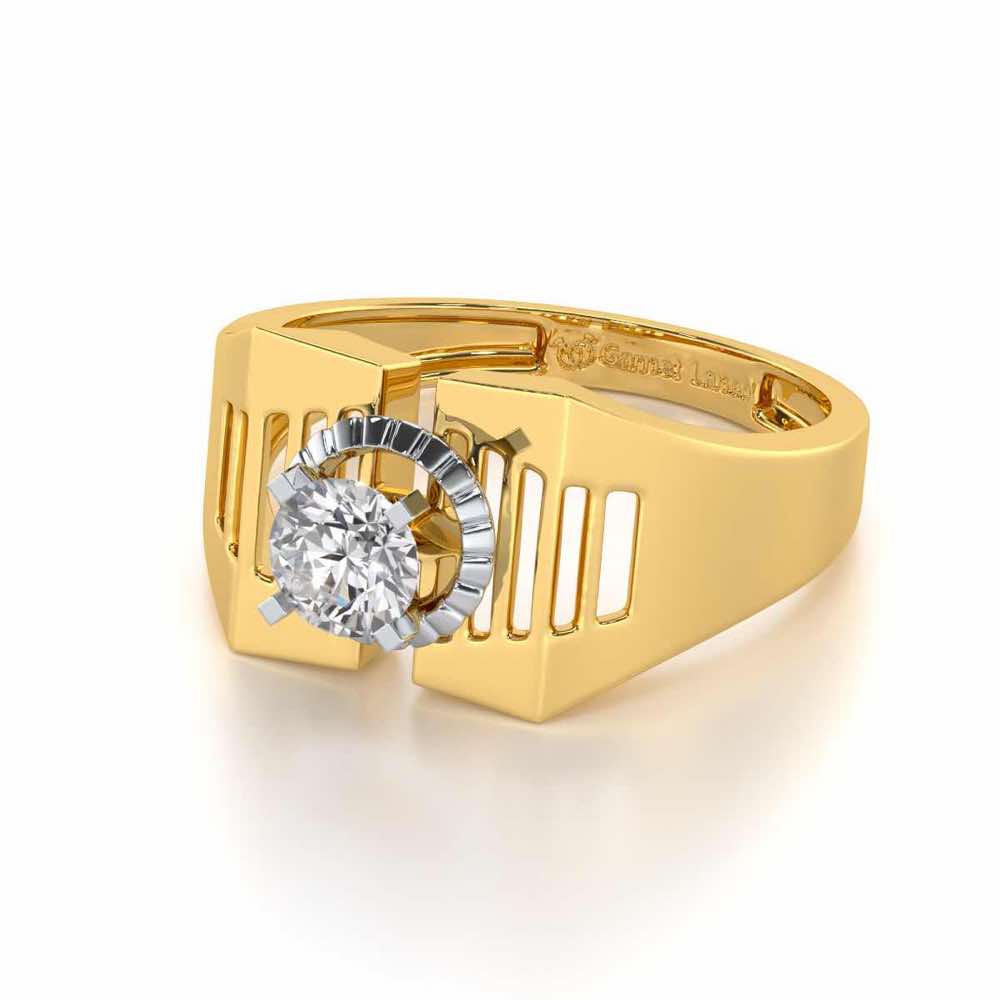Regal Spark Solitaire Ring For Men - Yellow Gold - Image 3