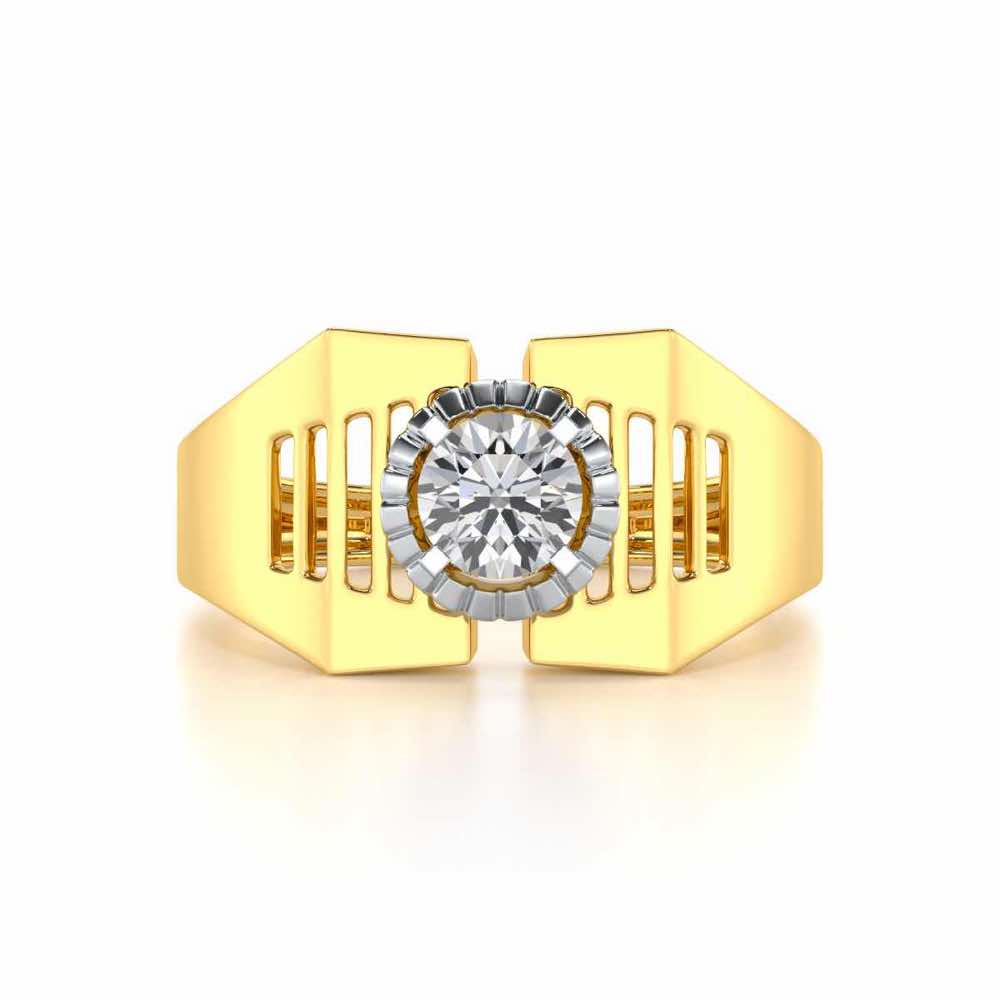 Regal Spark Solitaire Ring For Men - Yellow Gold - Image 5