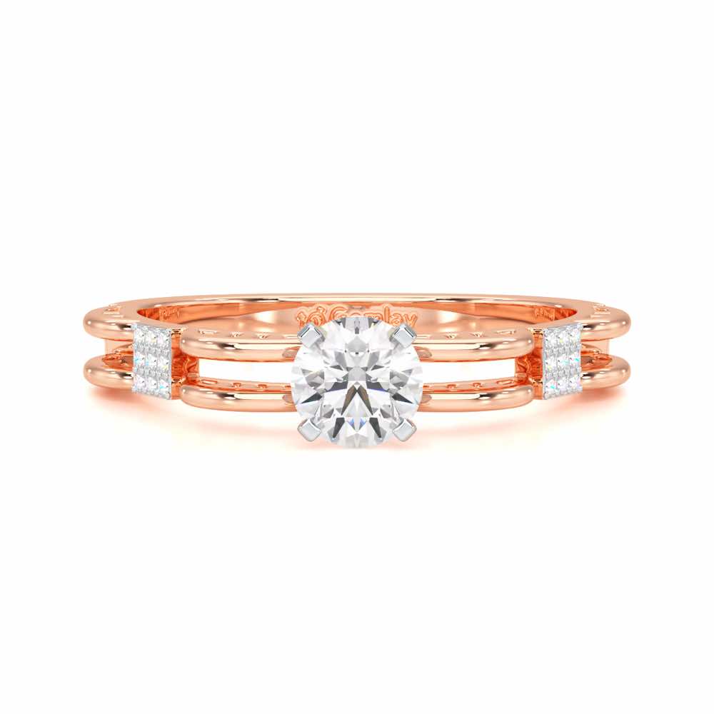Regal Sparkle Solitaire Ring - Rose Gold - Image 4