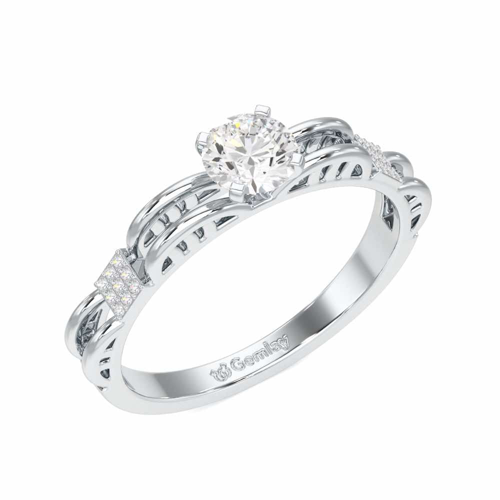 Regal Sparkle Solitaire Ring - White Gold - Image 1
