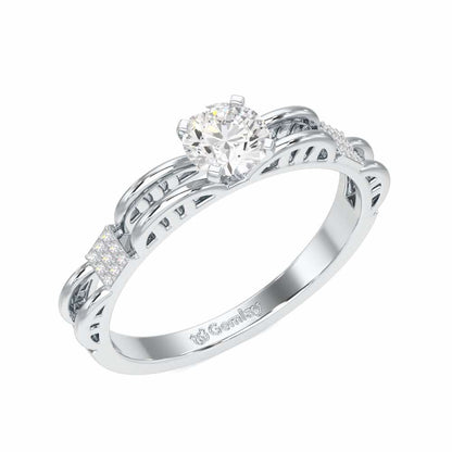 Regal Sparkle Solitaire Ring - White Gold - Image 1