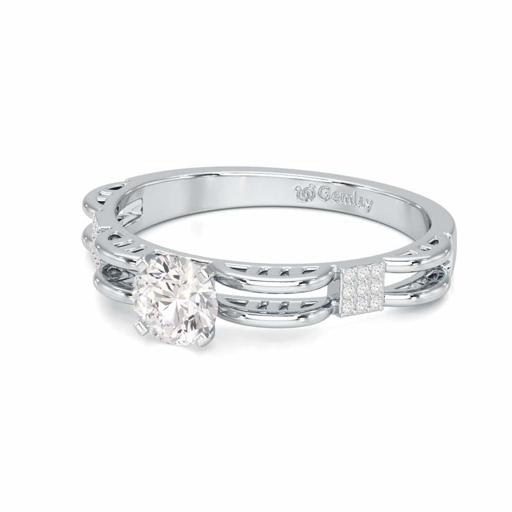 Regal Sparkle Solitaire Ring - White Gold - Image 2