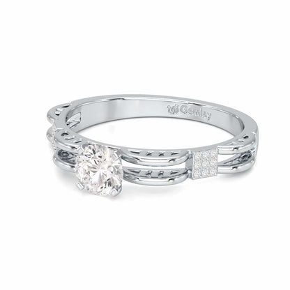 Regal Sparkle Solitaire Ring - White Gold - Image 2