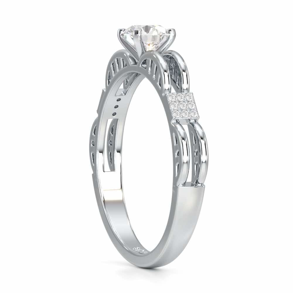 Regal Sparkle Solitaire Ring - White Gold - Image 3