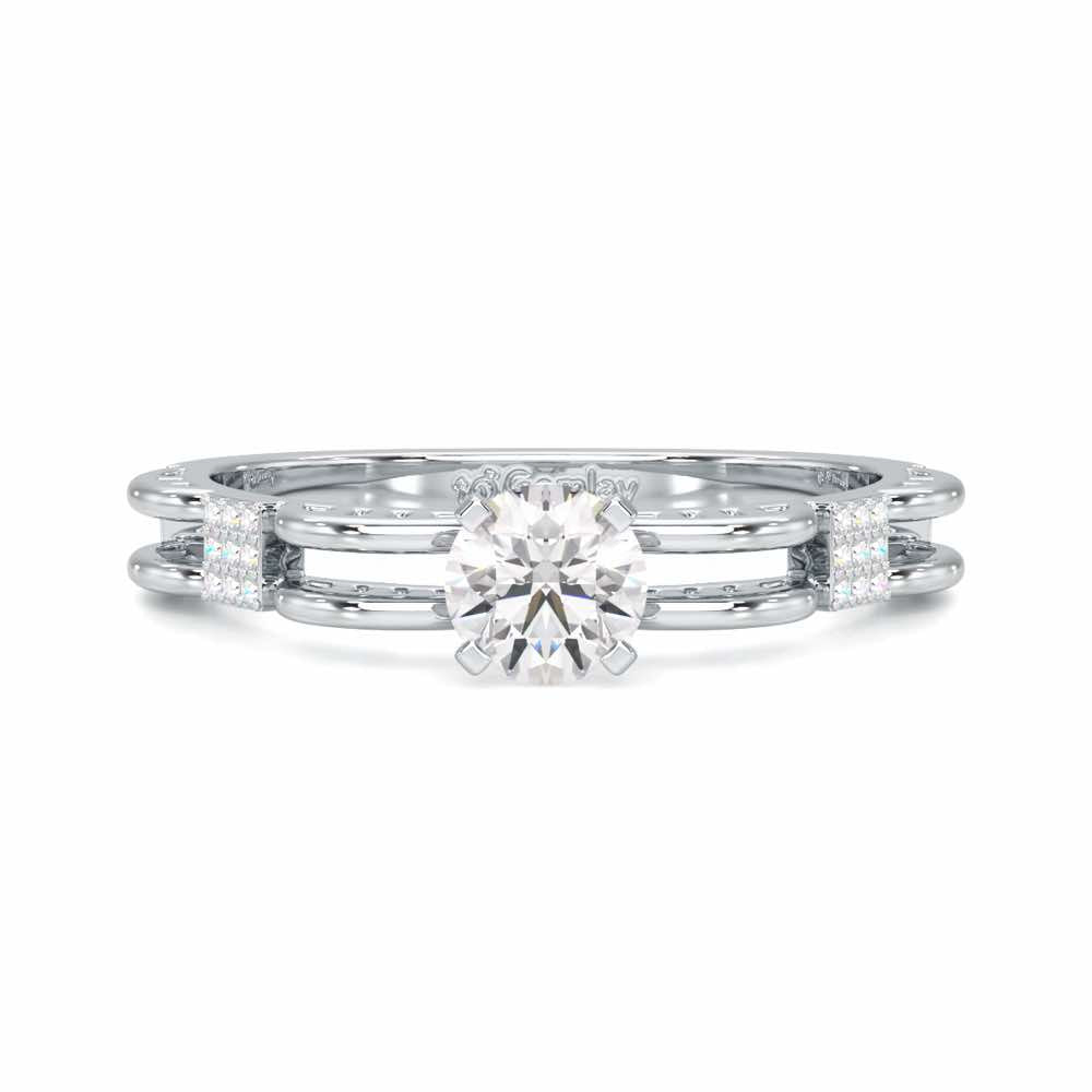 Regal Sparkle Solitaire Ring - White Gold - Image 4