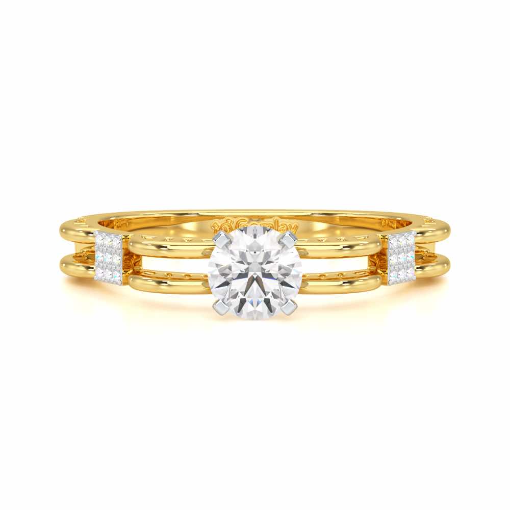 Regal Sparkle Solitaire Ring - Yellow Gold - Image 4