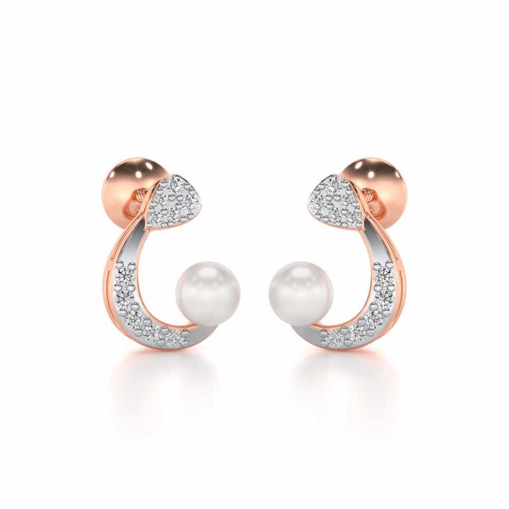 Regalia Silver Pearl Earrings - Rose Gold - Image 1