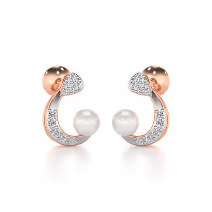 Regalia Silver Pearl Earrings - Rose Gold - Image 1