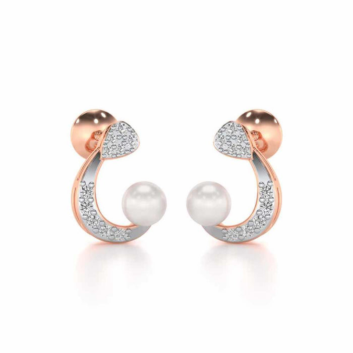 Regalia Silver Pearl Earrings - Rose Gold - Image 1