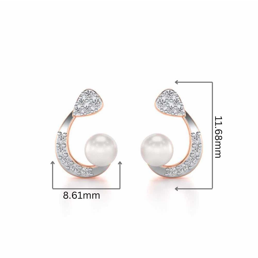 Regalia Silver Pearl Earrings - Rose Gold - Image 2