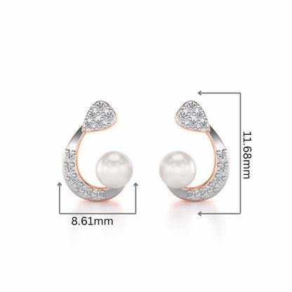 Regalia Silver Pearl Earrings - Rose Gold - Image 2