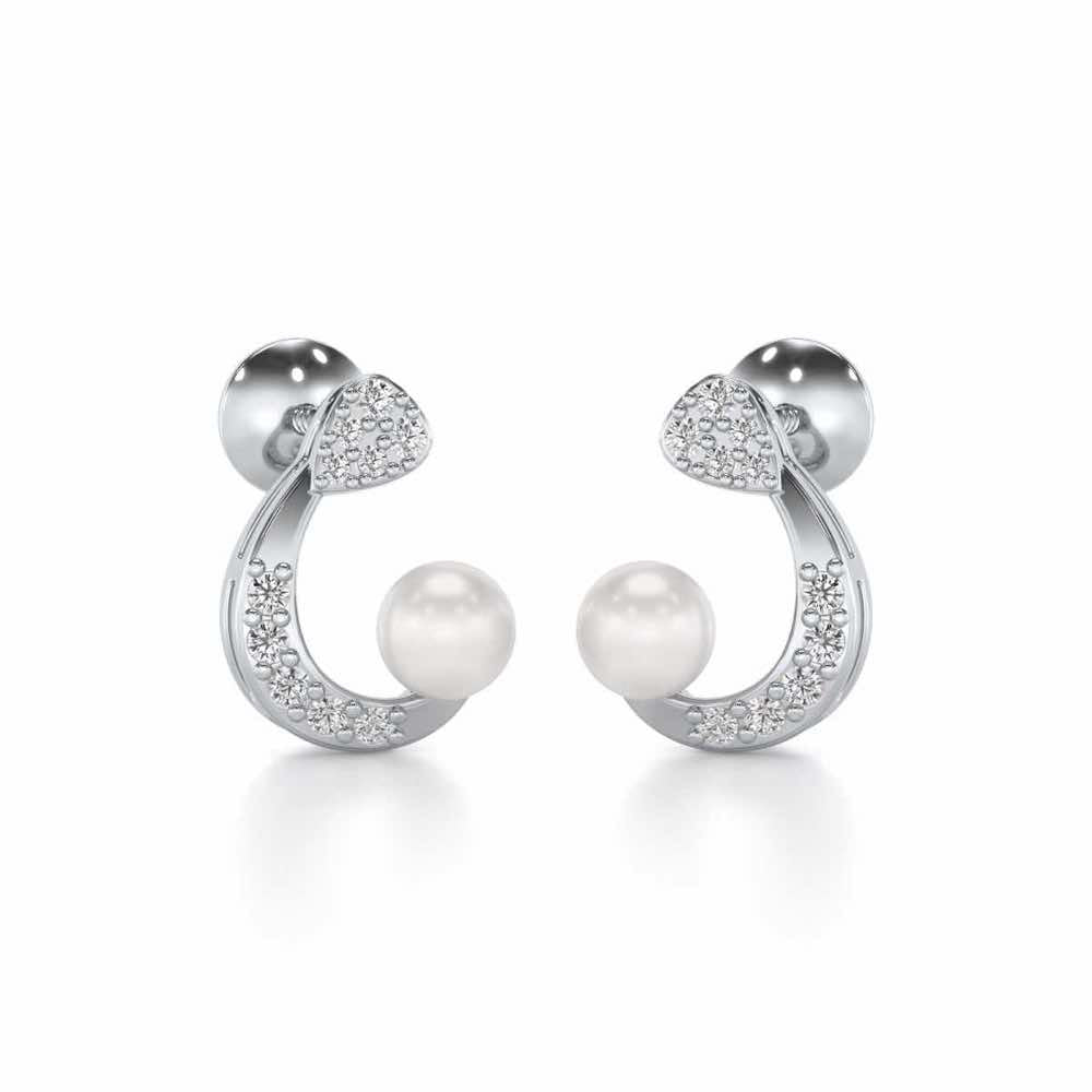 Regalia Silver Pearl Earrings - White Gold - Image 1