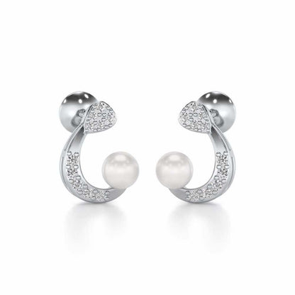 Regalia Silver Pearl Earrings - White Gold - Image 1