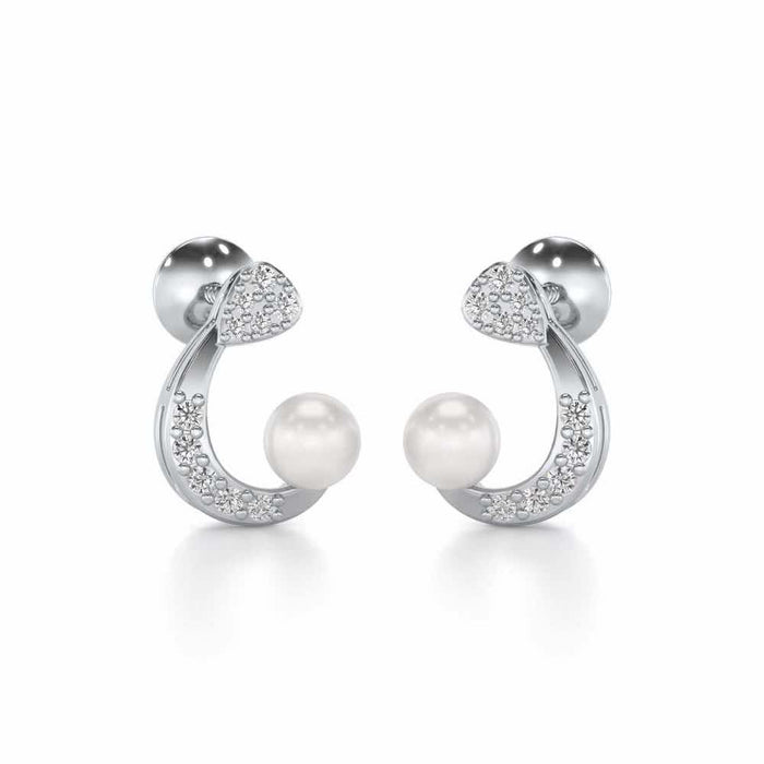 Regalia Silver Pearl Earrings - White Gold - Image 1