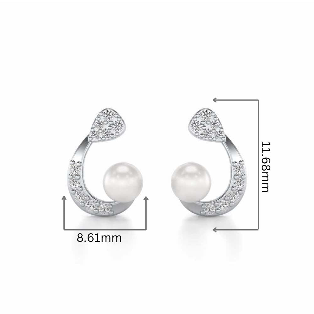 Regalia Silver Pearl Earrings - White Gold - Image 2