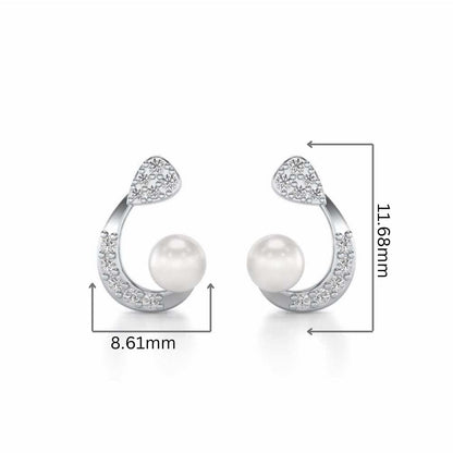 Regalia Silver Pearl Earrings - White Gold - Image 2