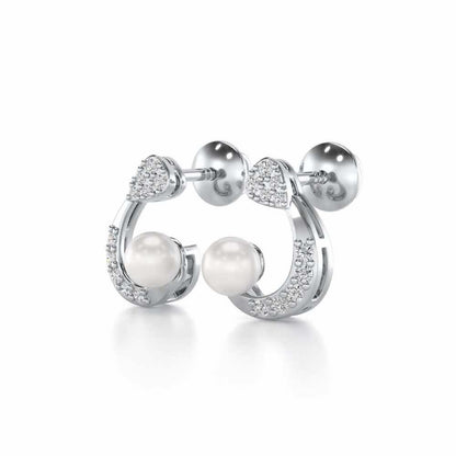 Regalia Silver Pearl Earrings - White Gold - Image 3