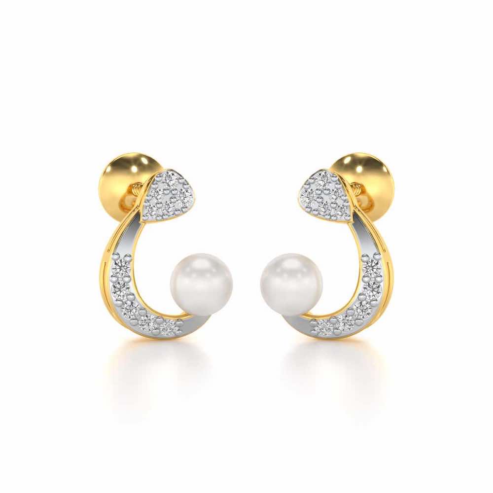 Regalia Silver Pearl Earrings - Yellow Gold - Image 1