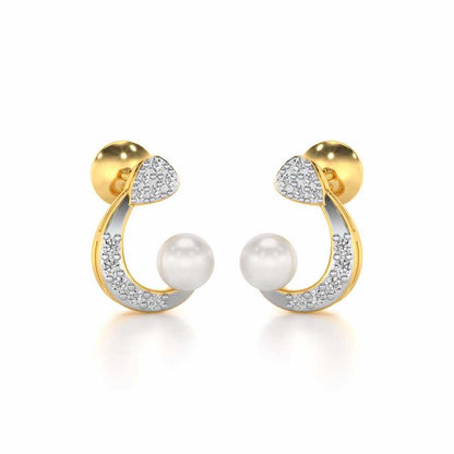 Regalia Silver Pearl Earrings - Yellow Gold - Image 1