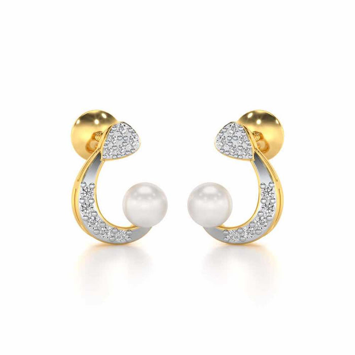 Regalia Silver Pearl Earrings - Yellow Gold - Image 1