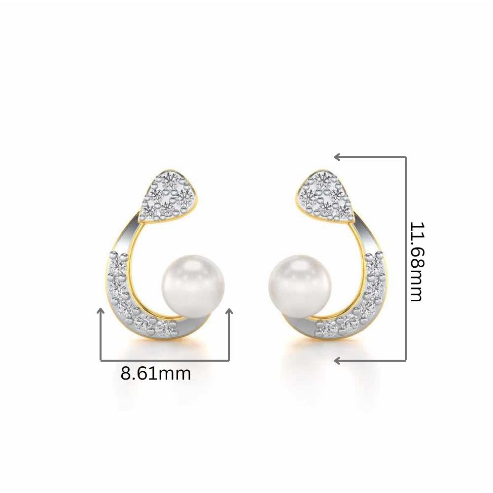 Regalia Silver Pearl Earrings - Yellow Gold - Image 2