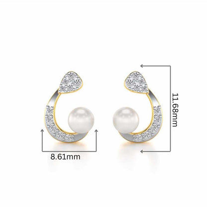 Regalia Silver Pearl Earrings - Yellow Gold - Image 2