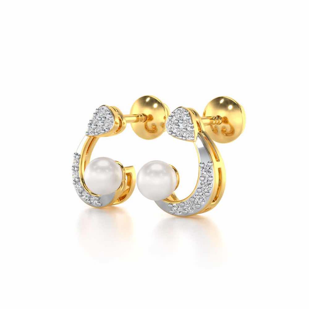 Regalia Silver Pearl Earrings - Yellow Gold - Image 3
