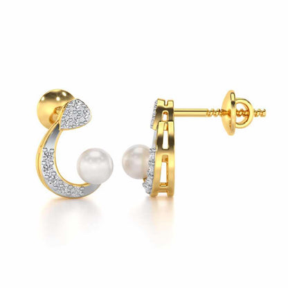 Regalia Silver Pearl Earrings - Yellow Gold - Image 4