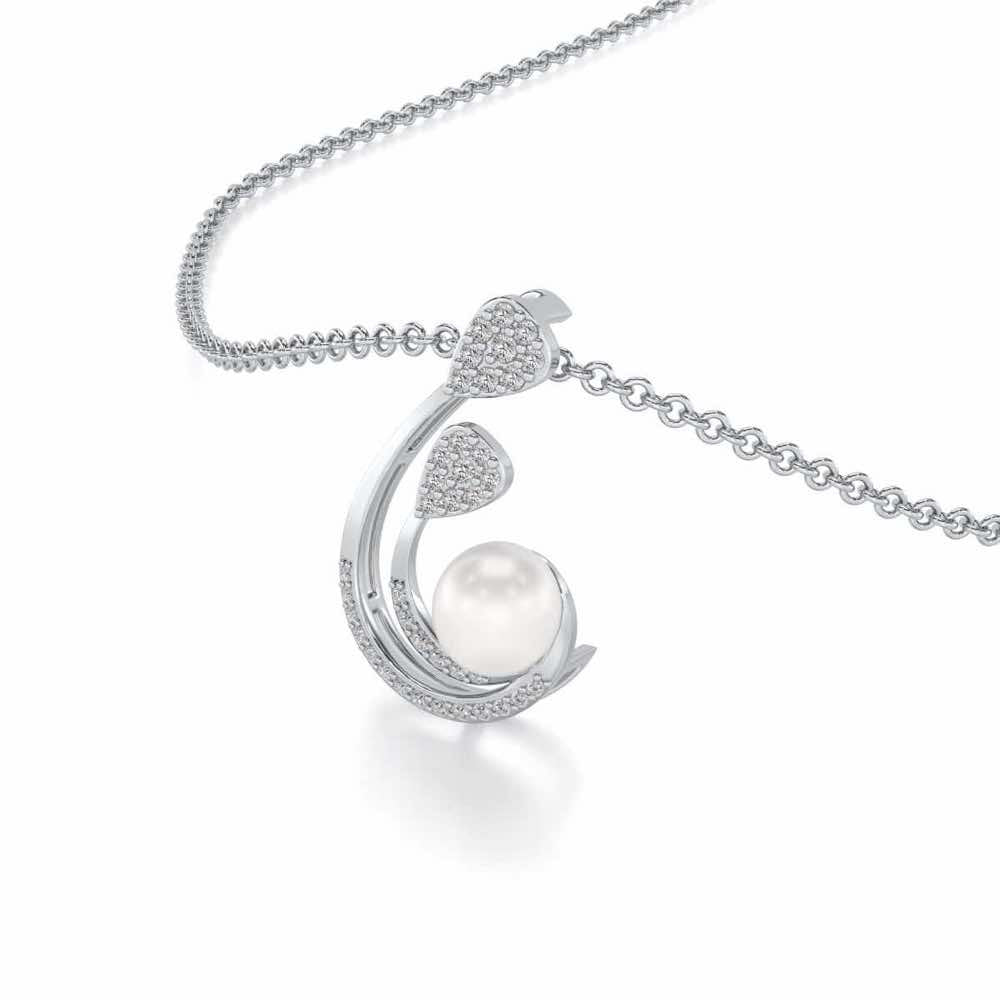 Regalia Silver Pearl Pendant - White Gold - Image 1