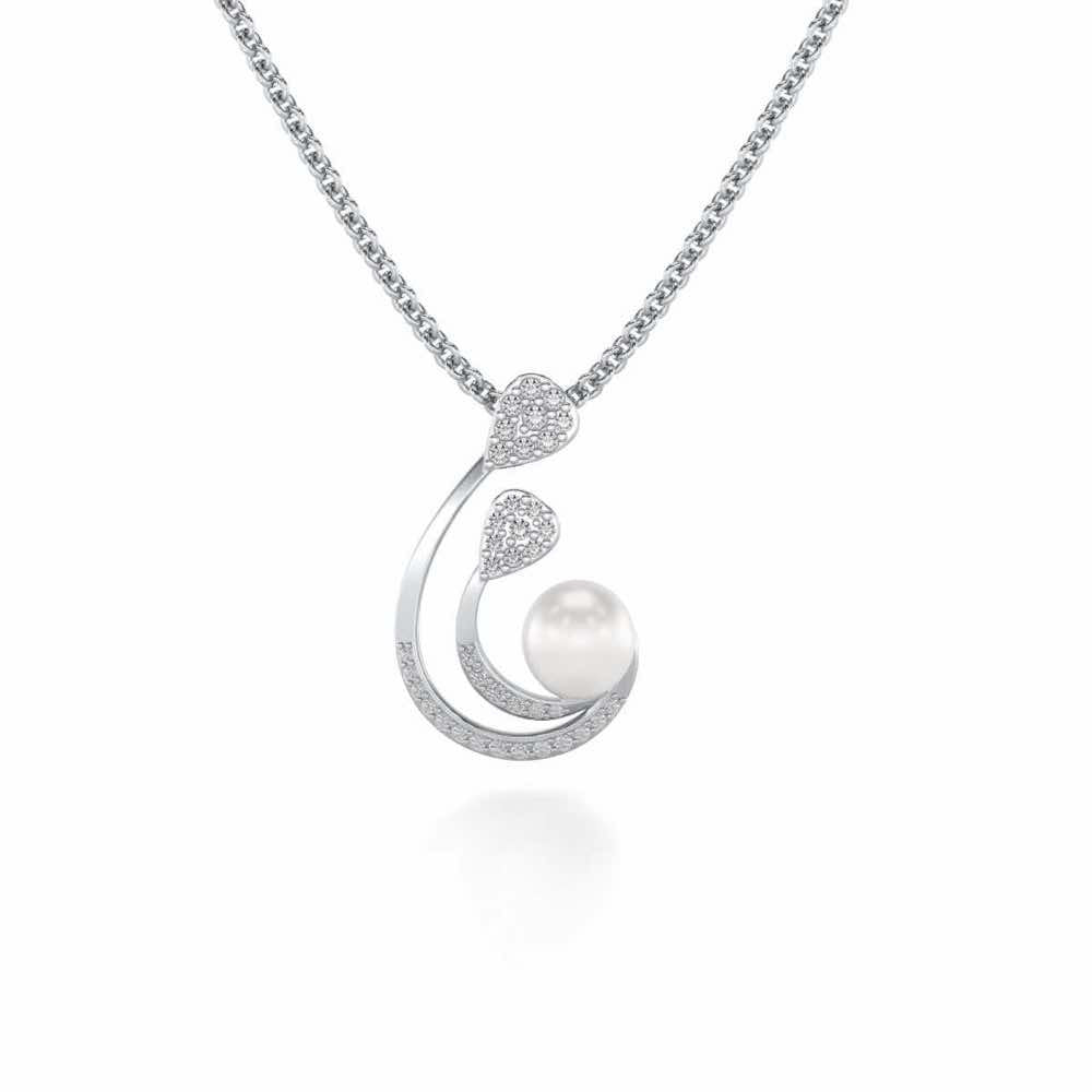 Regalia Silver Pearl Pendant - White Gold - Image 2