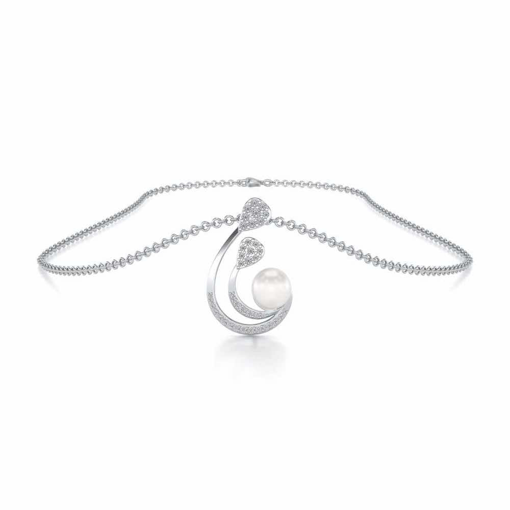 Regalia Silver Pearl Pendant - White Gold - Image 3